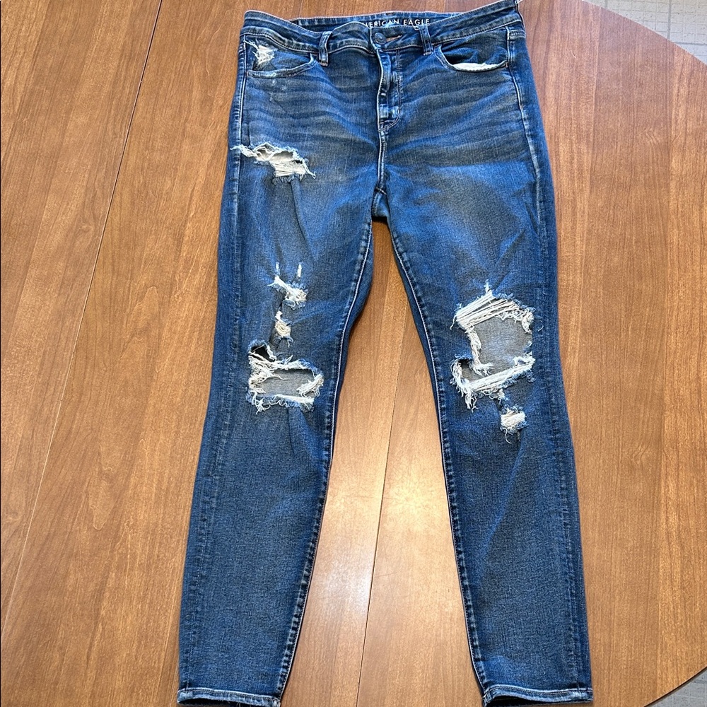American Eagle Outfitters Ripped Blue Skinny Jeans